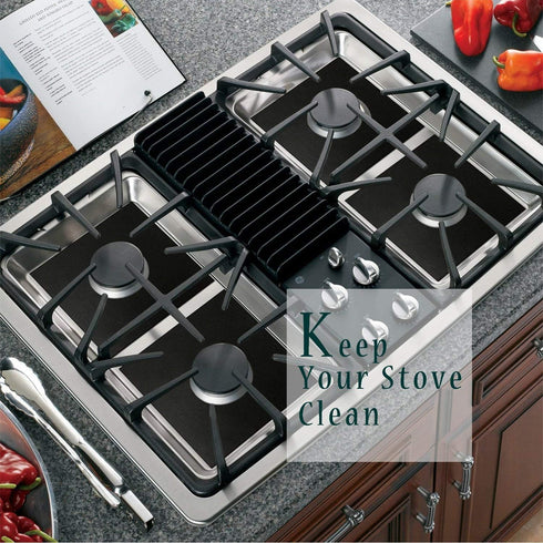 Reusable Gas Stove Burner Covers - 10 Pack Upgrade Double Thickness 0.2mm Non-Stick Stovetop Burner Liners Gas Range Protectors Size 10.6x 10.6 Inch Cuttable Dishwasher Safe Easy to Clean